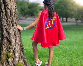 Personalized Superhero Cape with Mask, Custom Kids Dress Up Costume, Birthday Gift for Boys Girls, Pretend Play Cape Set