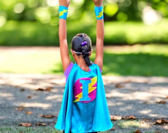 Custom Superhero Set - Personalized Cape, Mask, Belt & Arm Bands