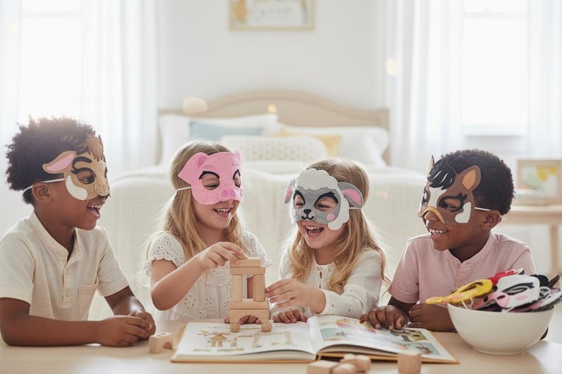 Children's Farm Animal Dress-Up Mask - Imaginative Play ( Pack Of 7) image 4