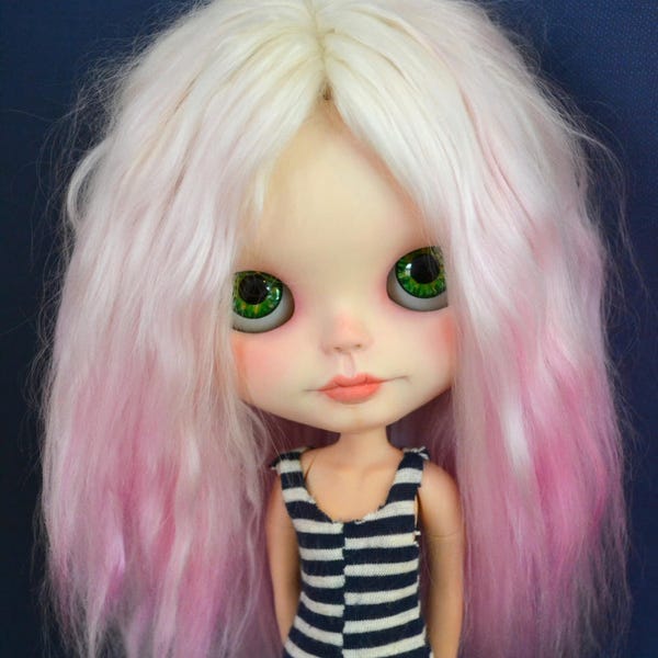 RESERVED for A- Gorgeous Pink Ombre Alpaca Reroot Scalp for Blythe // OOAK // Custom Blythe Doll Reroot