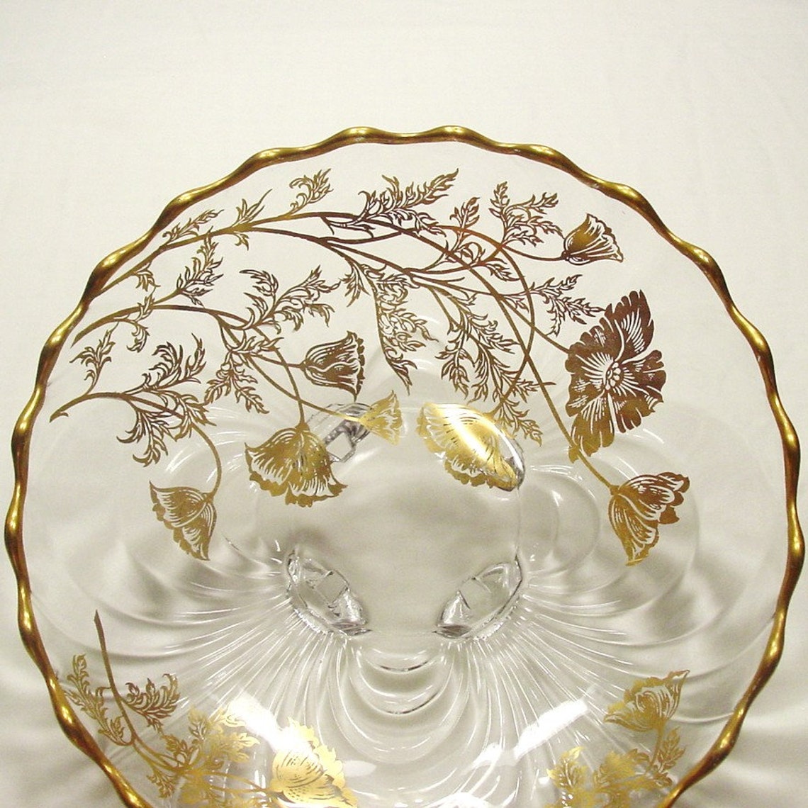 Silver City Glass Company Flander 22 Kt. Gilt Overlay Etsy