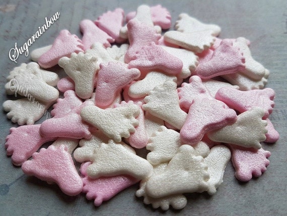 50 Edible Sugar Decorations Foot Prints Baby Shower Etsy