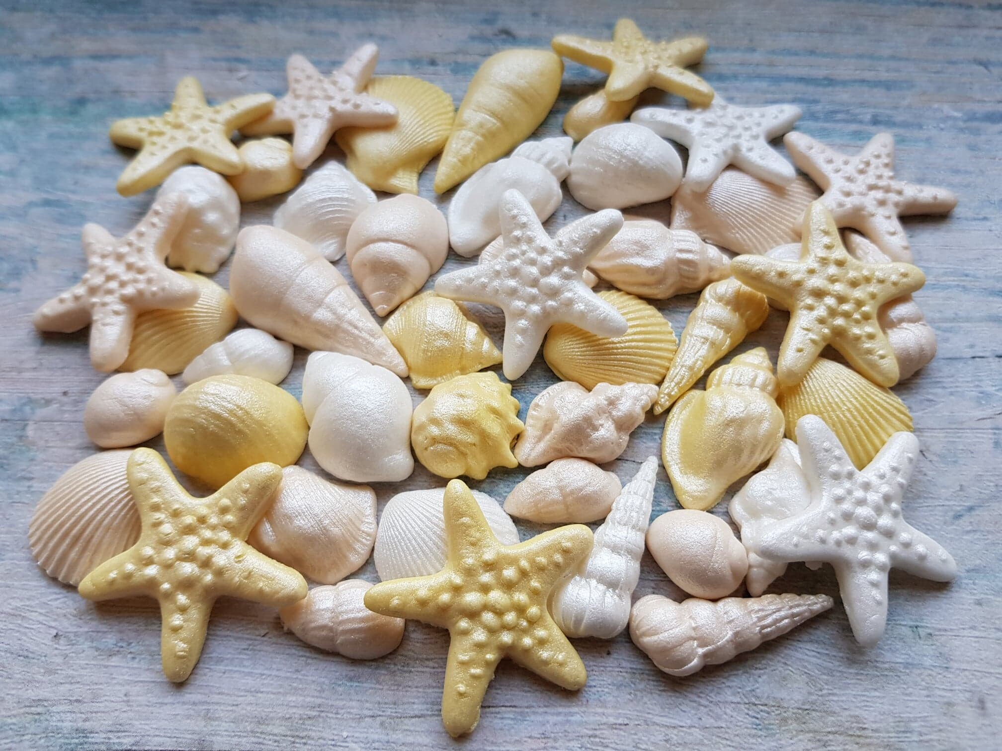 50 Edible Sugar Cake Decorations Shells Sea Stars Cake