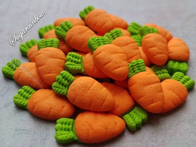 25 Edible Sugar Paste Fondant Carrots Vegetables Decorations Etsy