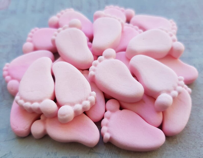 24 Edible Sugar Decorations Foot Prints Baby Shower Etsy