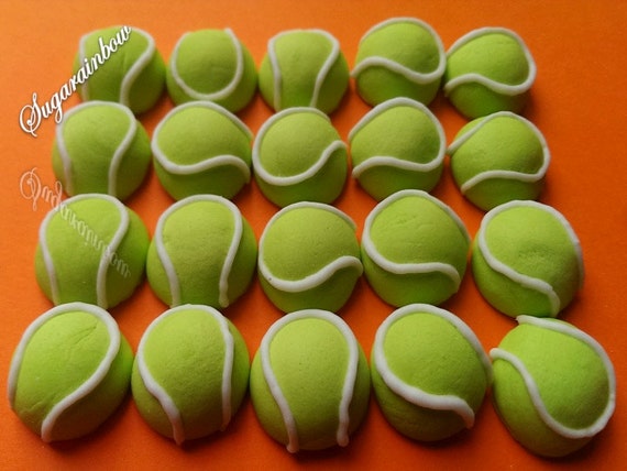 20 Edible Sugar Tennis Balls Cake Cupcake Toppers Decorations Etsy