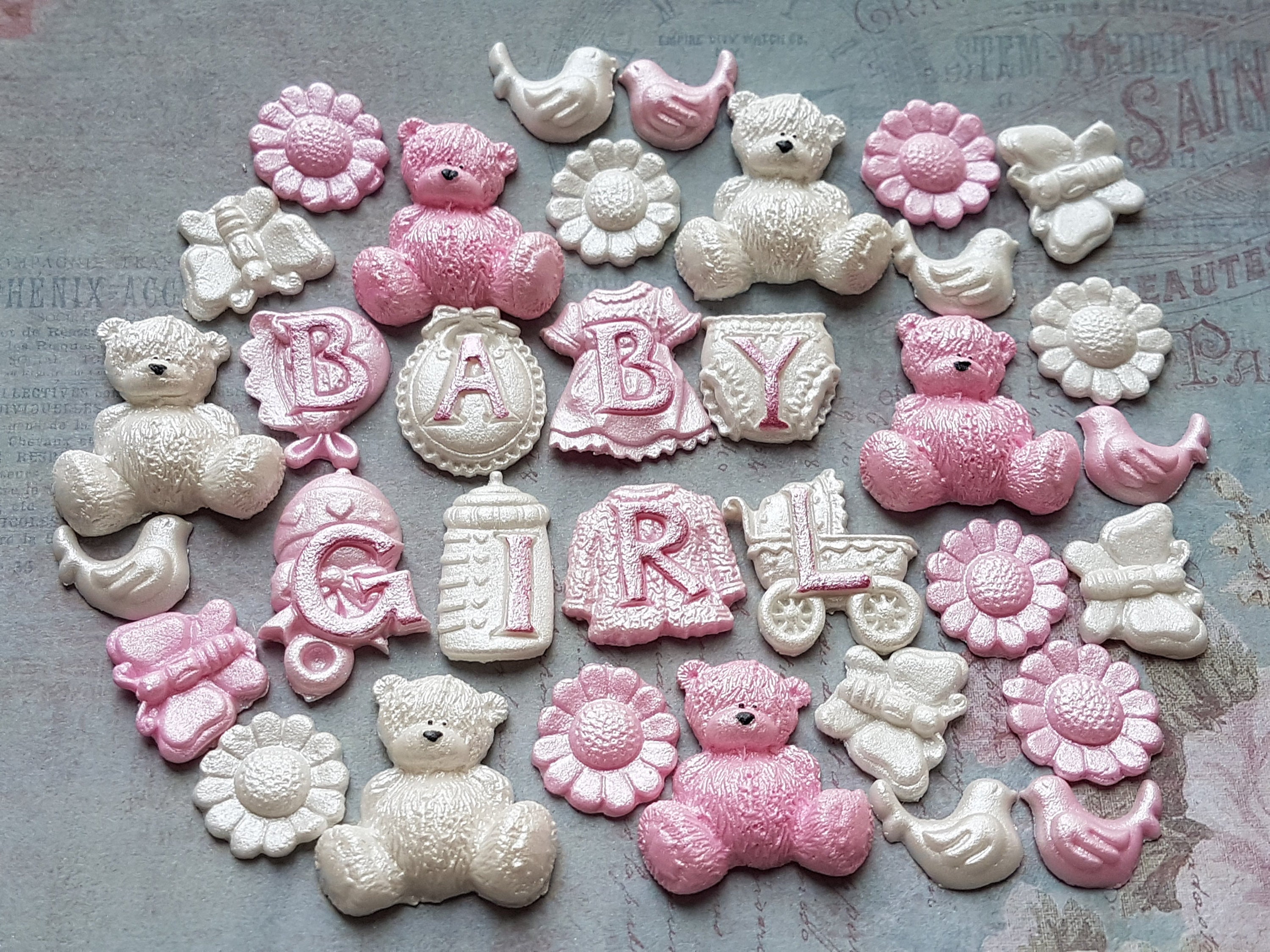 Edible Sugar Decorations Baby Shower Christening Nursery Cake