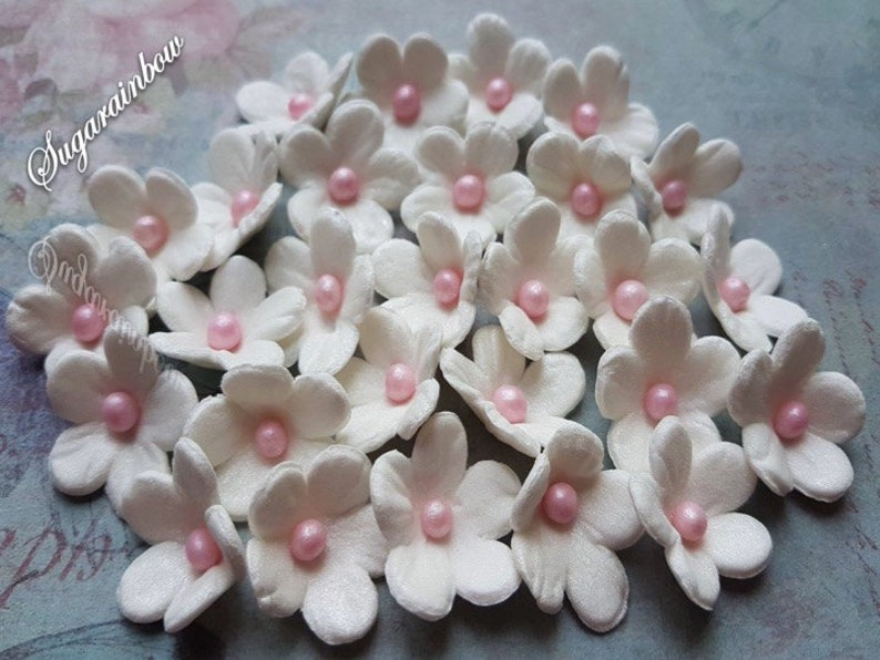25 Edible Sugar Paste Flowers Cake Cupcake Toppers Decorations Etsy