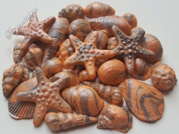 26 Edible sugar shells seashells starfishes cake cupcake Etsy
