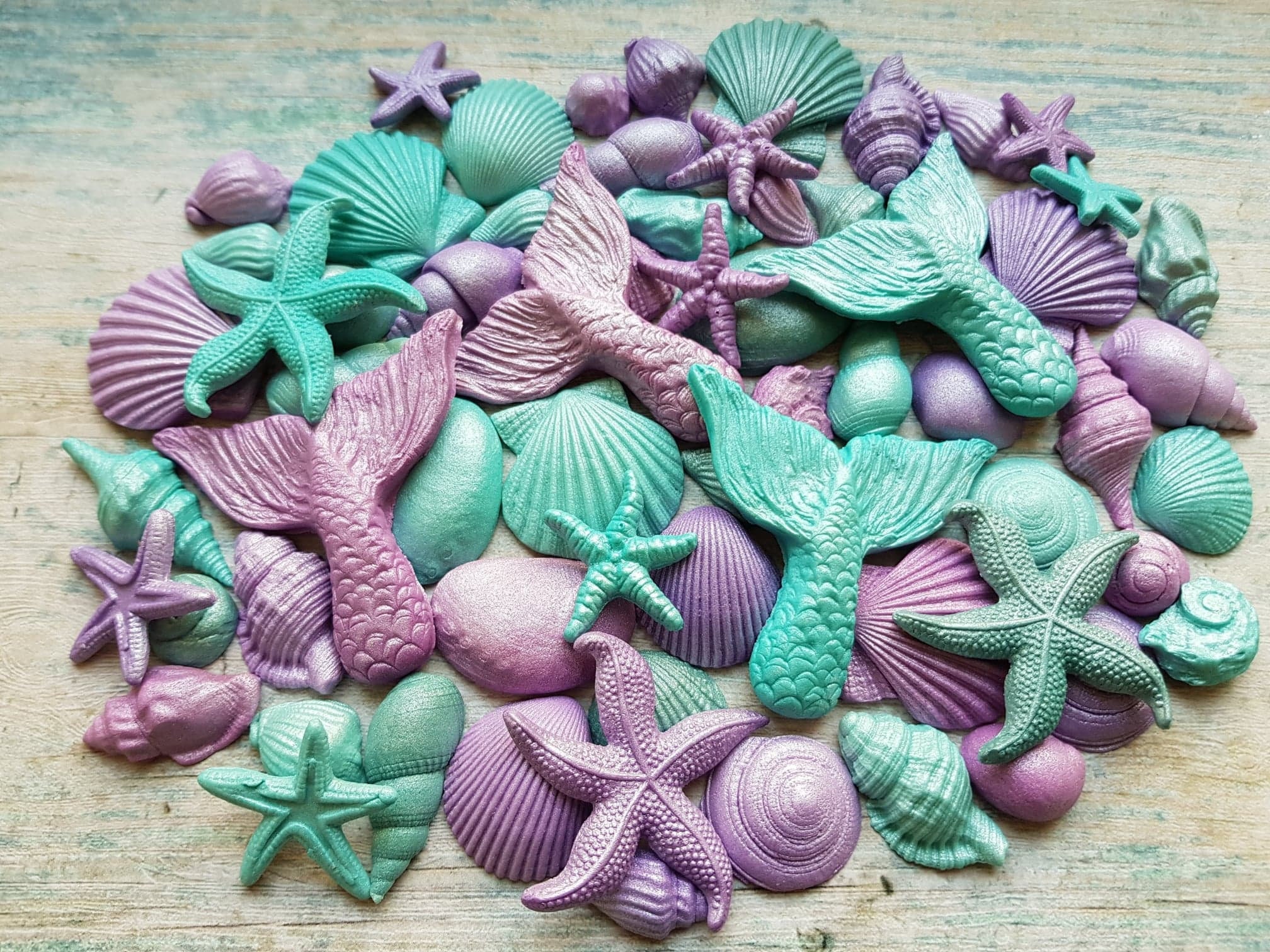 69 Edible sugar cake decorations shells sea stars