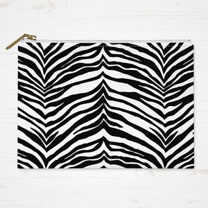 Animal Print Pouch, Modern Toiletry Bag, Accessory Pouch, White Black Pouch, Large Pencil Case, Small Makeup Bag, Tiger Print Purse, Zebra
