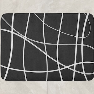 Modern Bath Mat, Scribble Bath Mat, Foam Bath Rug, Black Bathroom Decor, Black White Bath Rug, Abstract Bath Mat, Bathroom Decor