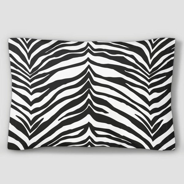 Animal Print Sham, Black White Pillowcase, Tiger Print Bed Pillow, Modern Pillow Cover, King Size Pillowcase, Standard Sham, Zebra Print