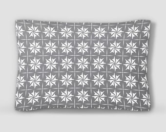 Grey White Sham, Pattern Pillow Sham, Geometric Pillowcase, Shell Pattern Pillow, Standard Size Pillow Cover, King Size Sham