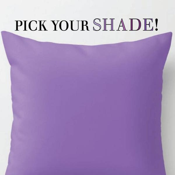 Purple Throw Pillow, Decorative Pillow Covers, Solid Color Cushion, Lilac Tulip Lavender Violet Orchid Plum Eggplant , 16x16 18x18 20x20