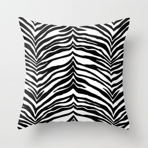 Animal Print Pillow, Black White Cushion, Zebra Print Decorative Pillow, Throw Pillow, Tiger Print Pillow, 16x16 18x18 20x20