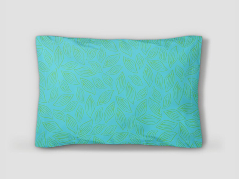 Green Pillow Sham Blue Leaves Sham Pattern Pillowcase Blue Etsy