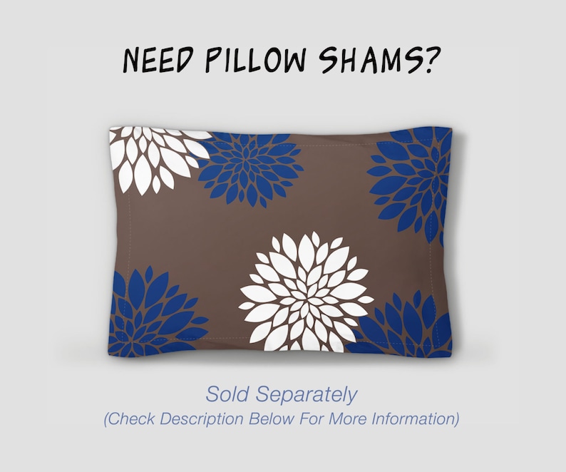 Brown Duvet Cover, Flower Bed Cover, Blue Brown Bedding, Mandala ...