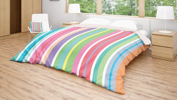 Stripes Duvet Cover Colorful Bedding, Colorful Bedding King