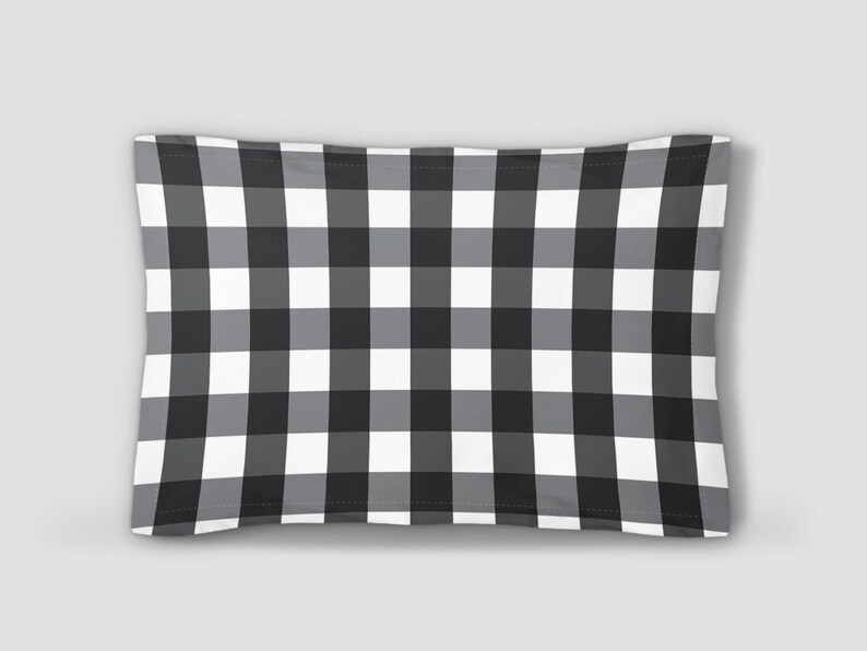 Black Check Sham Black White Pillowcase Pattern Bed Pillow Etsy