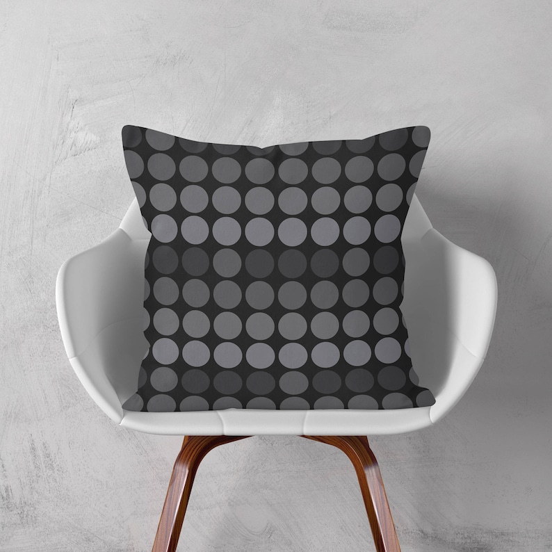 Grey Black Cushion Dots Throw Pillow Modern Decorative Etsy