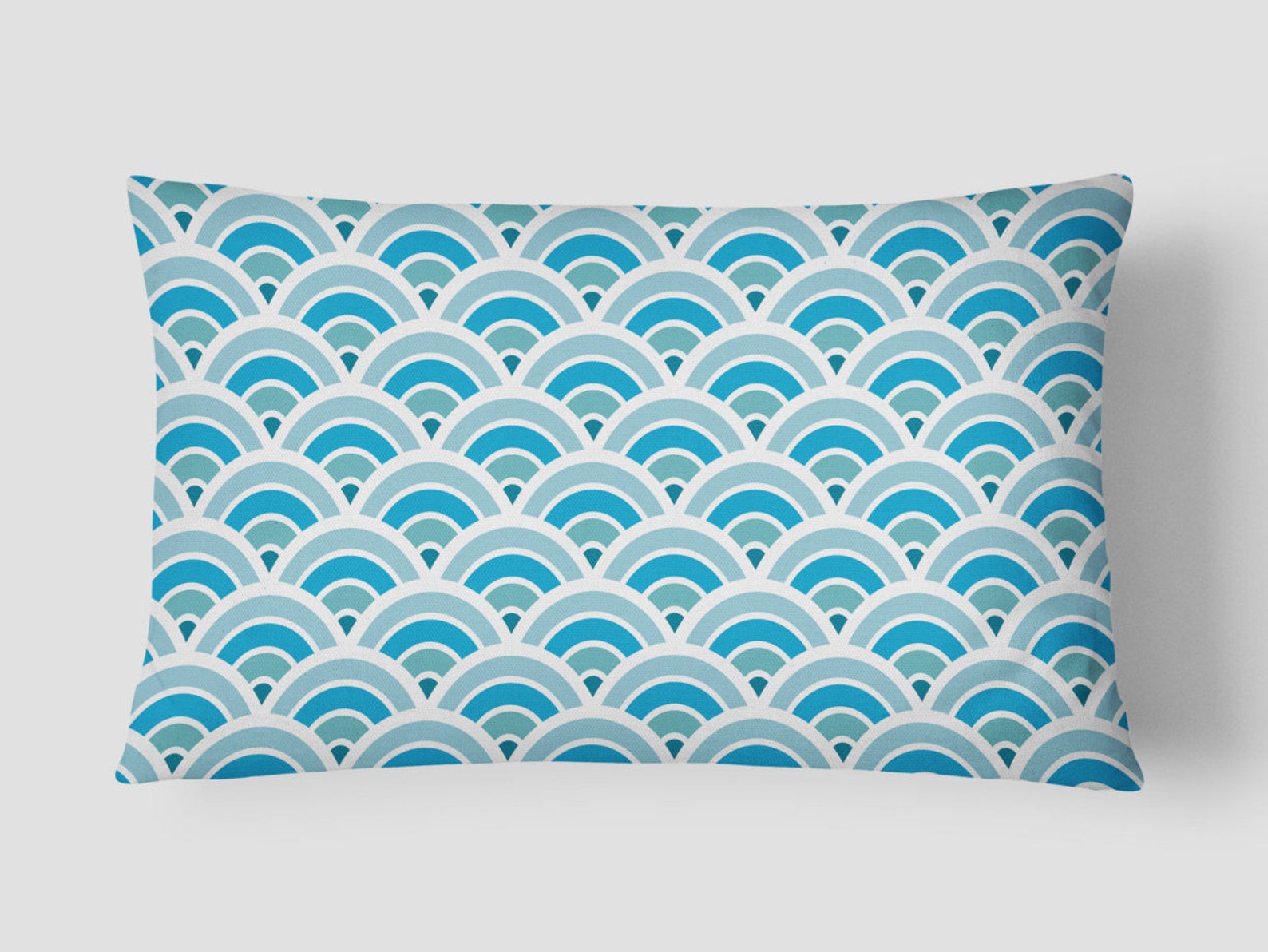 Blue Lumbar Pillow Blue White Cushion Pattern Long Cushion Etsy