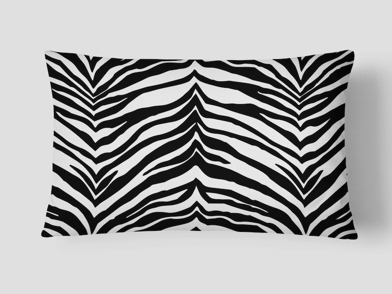 Animal Print Lumbar Pillow, Black White Cushion, 14x20 Cushion Cover