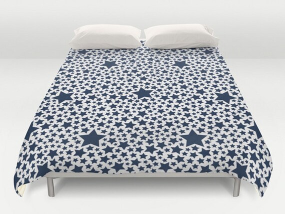 Star Duvet Cover Navy Bed Cover Stars Comforter King Queen Etsy