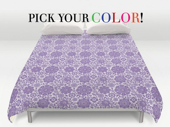 Floral Pattern Duvet Navy Duvet Cover King Queen Full Twin Etsy