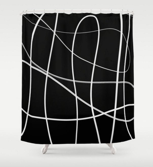 Black Shower Curtain Large Shower Curtain Designer Bath Etsy
