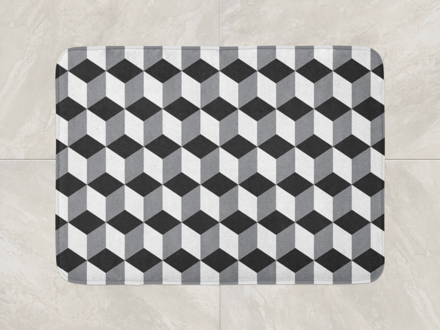 Geometric Bath Mat Foam Bath Rug Modern Bath Mat Black Etsy