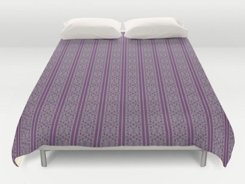 Grey Purple Duvet Cover Gray Purple Bedding Purple Etsy