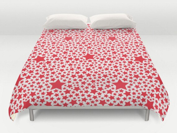 Star Duvet Cover Red Duvet Cover Stars Comforter King Queen Etsy