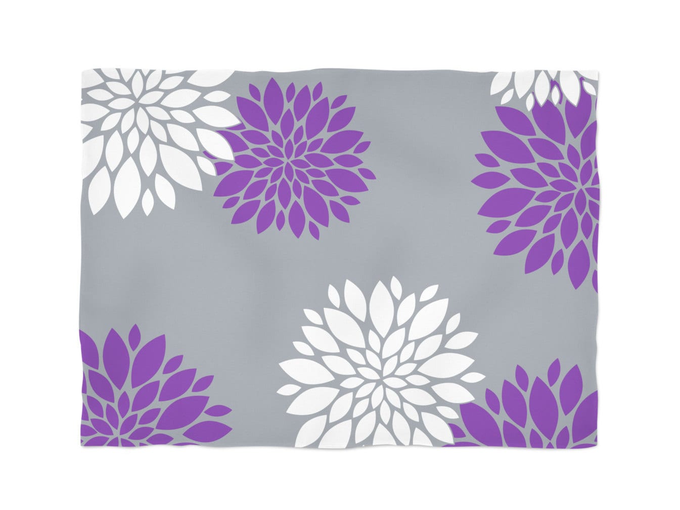 Floral Fleece Blanket Purple Grey Blanket White Purple Etsy