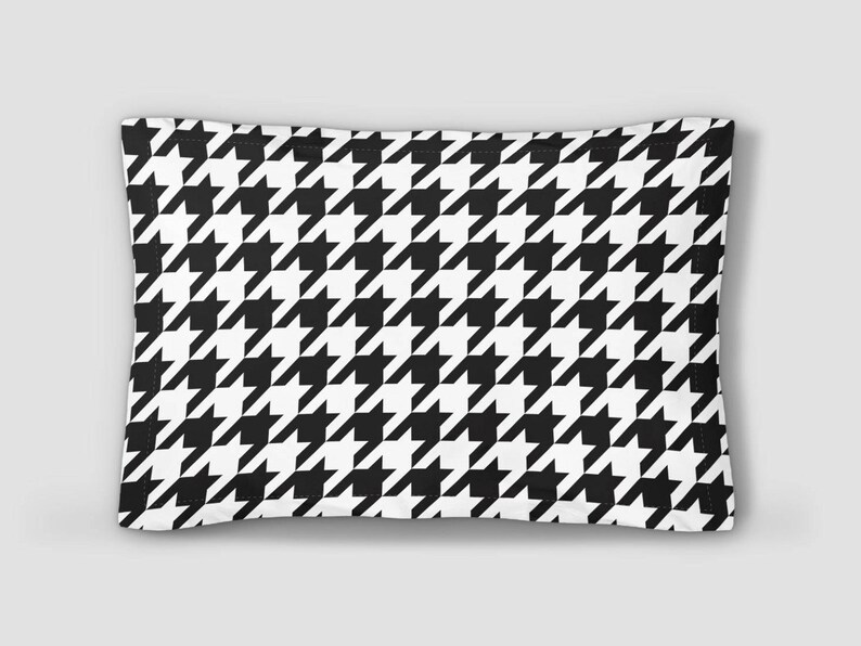 Houndstooth Pillow Sham Black White Pillowcase Pattern Bed Etsy