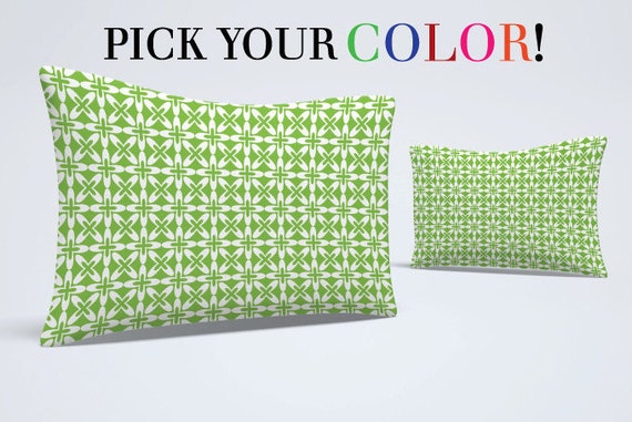 Geometric Pillowcase Patterned Pillow Sham Green White Sham Etsy