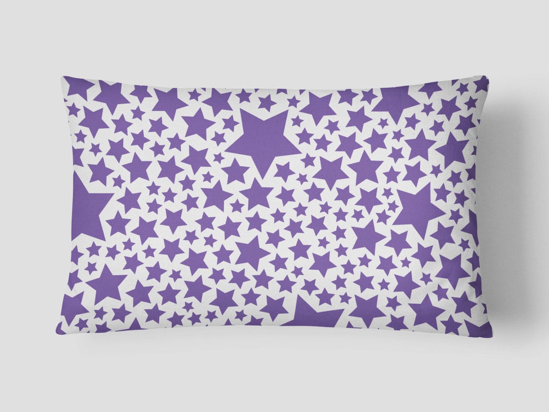 Purple Lumbar Pillow Stars Pillow Pattern Throw Cushion Etsy UK