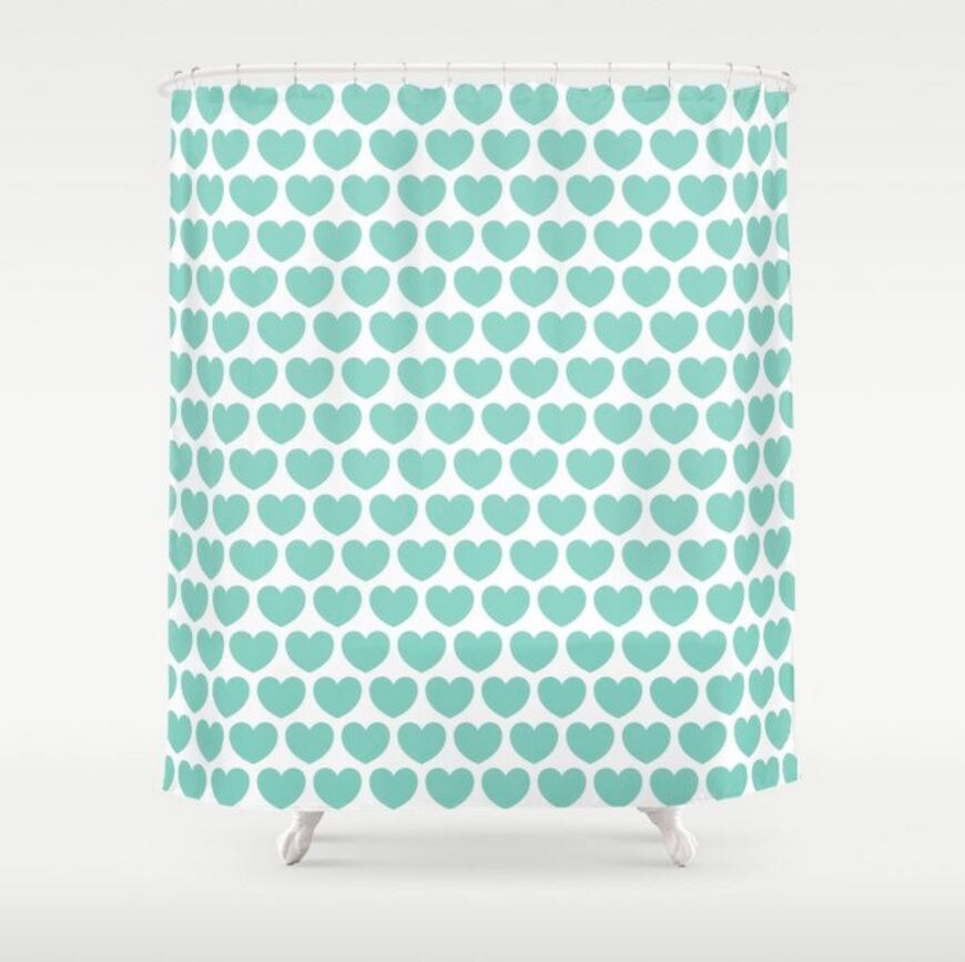 Hearts Shower Curtain Large Shower Curtain Love Bath Etsy UK