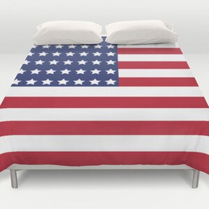 American Flag Bedding, Flag Duvet Cover, King Queen Full Twin, Size, Red Bed Cover, Red Blue Comforter, USA Bedroom, Stars and Stripes