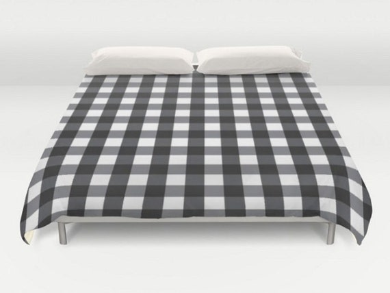 Black Buffalo Check Duvet Checkered Duvet Cover Box Check Etsy