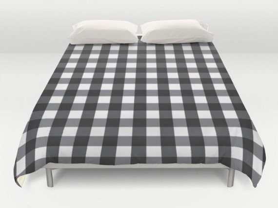 Black Buffalo Check Duvet Checkered Duvet Cover Box Check Etsy