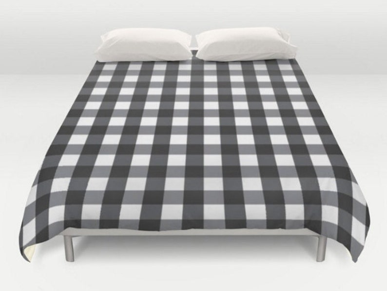 Black Buffalo Check Duvet Checd Cover Box Bedding Plaid White Bed King Queen Full Twin