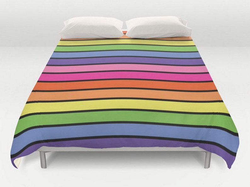 Rainbow Duvet Cover Queen Full Twin Size Colorful Bedding Image 0
