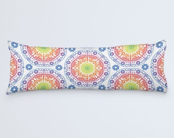 Boho Body Pillow, Colorful Large Pillow, Body Pillow Cover, Modern Bed Pillows, Flower Patterned, 20x54 Body Pillow Case, Bohemian