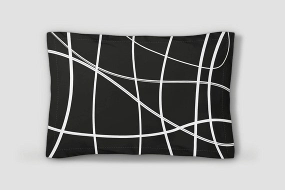 Scribble Lines Modern Abstract Stripe Striped Gray White Pillow Cover