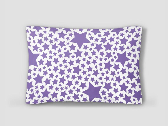 Purple Pillow Sham Stars Pillowcase White Purple Bed Pillow Etsy