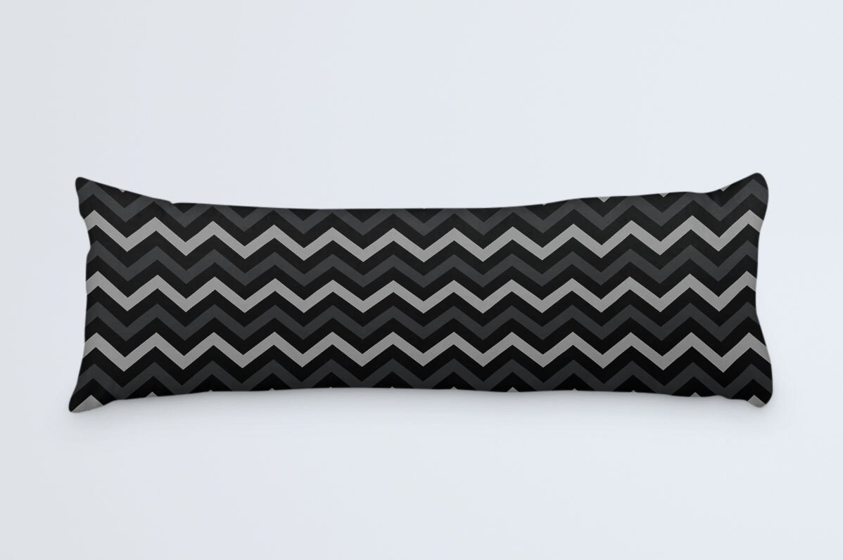 Black Body Pillow Chevron Long Pillow Pillow 20x54 Large Etsy