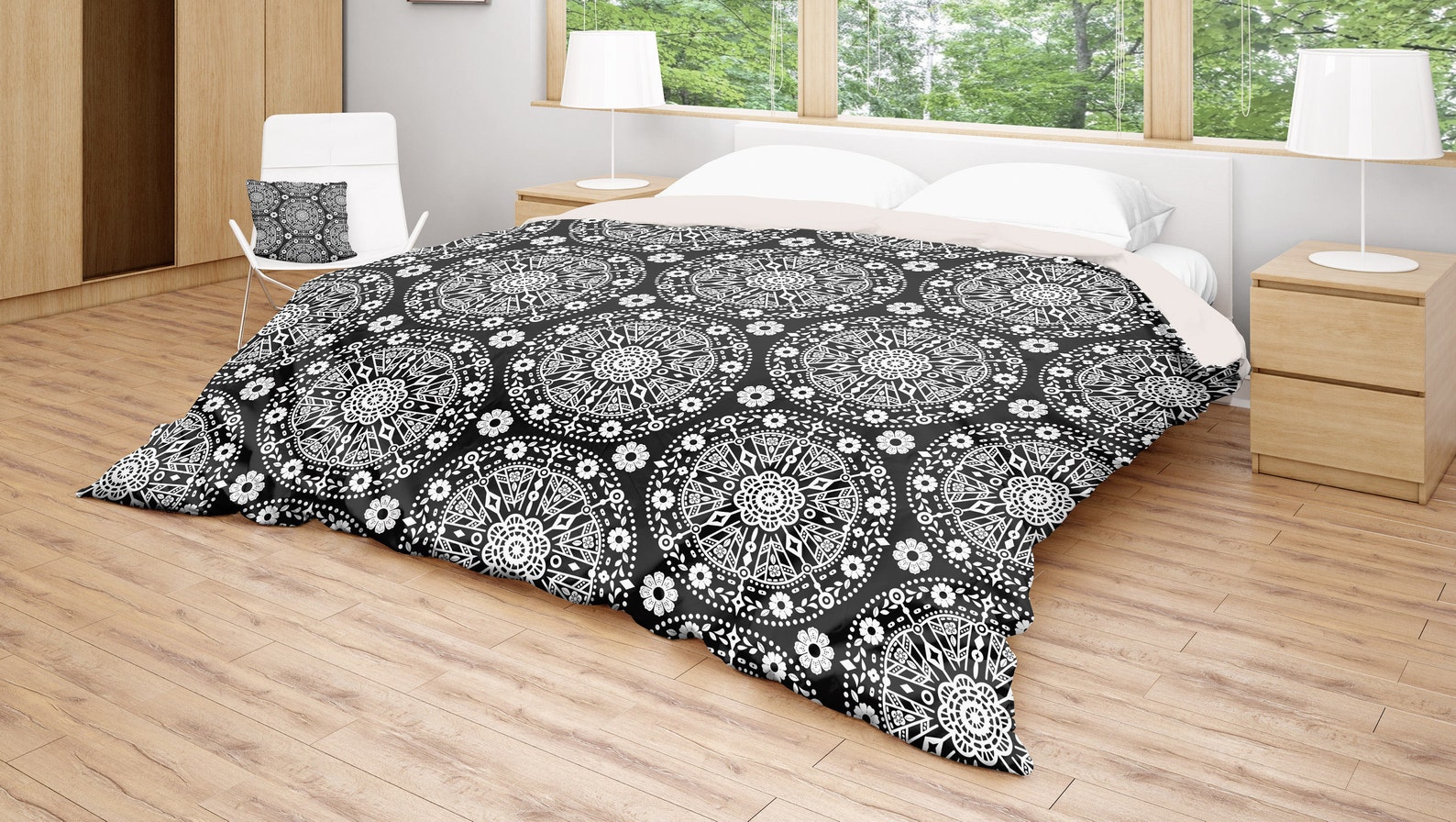Black White Bedding Boho Duvet Cover Bohemian Bedding Black - Etsy