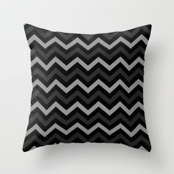 Black Grey Chevron Cushion Decorative Pillow Zig Zag Cushion Etsy