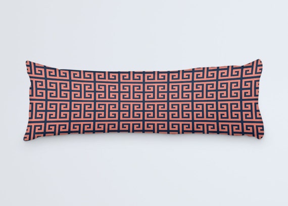 Coral Body Pillow, Coral Navy Large Pillow, Bed Pillow, Pattern